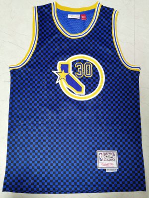 NBA 30 Curry Checkerboard Maillot bleu